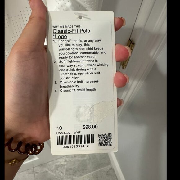 Lululemon Classic-Fit Polo Logo Color White Size 10 - Picture 2 of 9